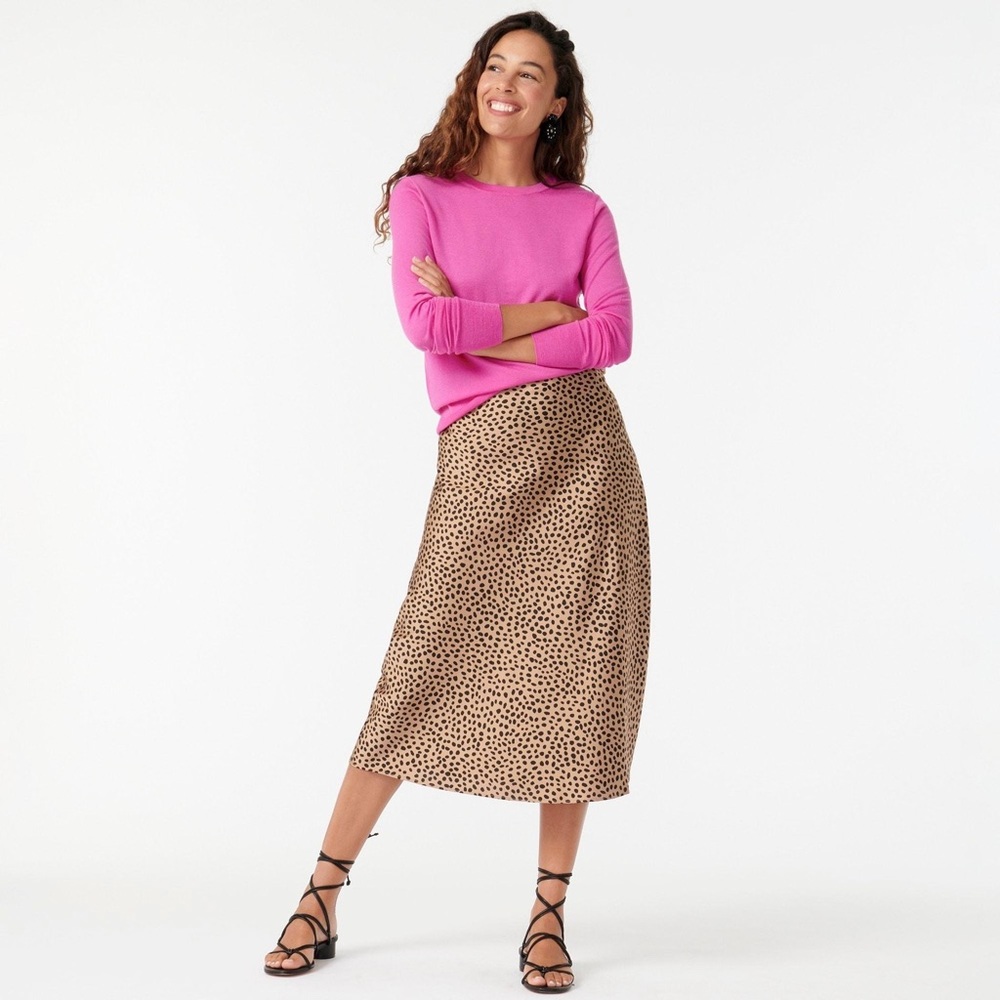 JCREW Pull-on slip skirt in leopard dot
